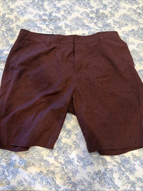 Nitrous Black Other - Men's Burgundy Micro-Dot Flat Front Shorts